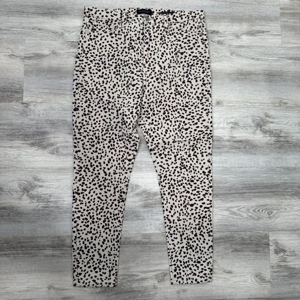 Banana‎ Republic Premium Denim High Rise Skinny Jeans Dalmatian Animal Print 32